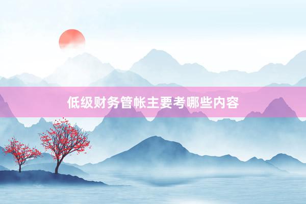 低级财务管帐主要考哪些内容