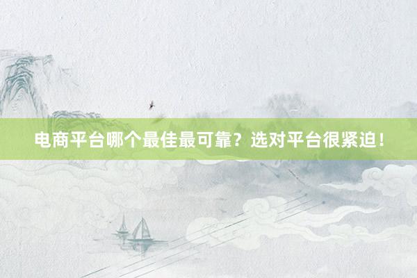 电商平台哪个最佳最可靠？选对平台很紧迫！